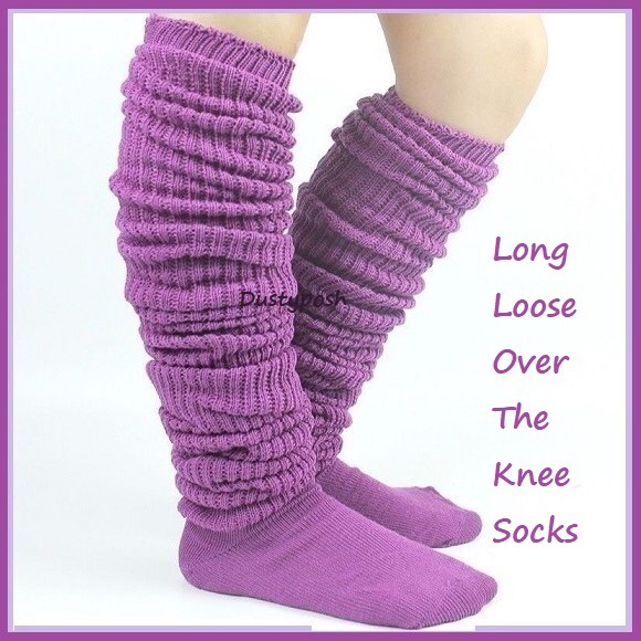 Long Loose Japanese Thigh High Slouch Socks Cozy Brown White Black Cosplay Boot - Picture 7 of 15